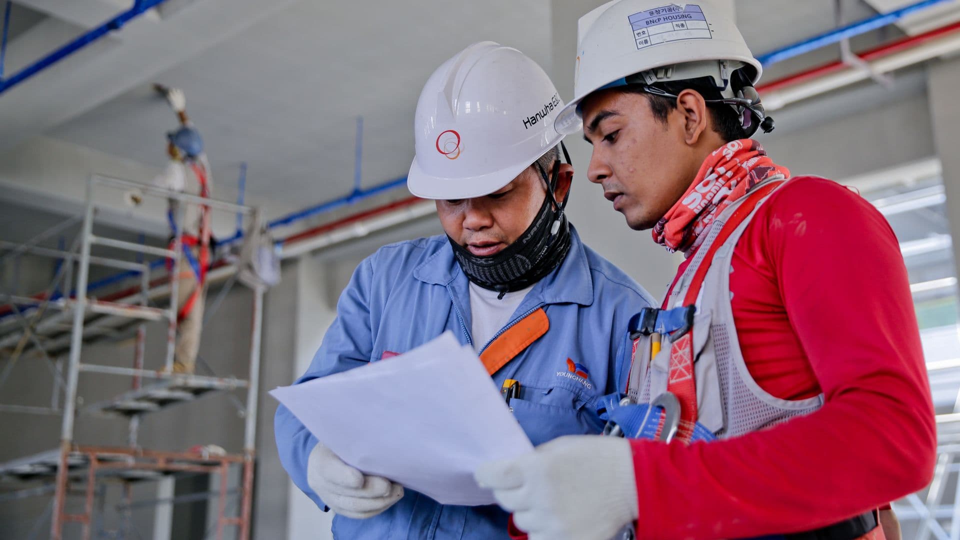 Construction workers on site